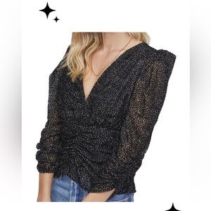 Astr the label Florence velvet puff sleeve top size small.